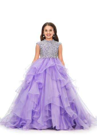 8180 Kids High Neckline Ball Gown with Organza Ruffle Skirt