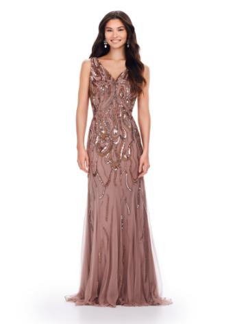 11204 V-Neckline Sequin Evening Gown