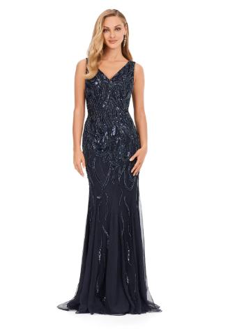 11204 V-Neckline Sequin Evening Gown