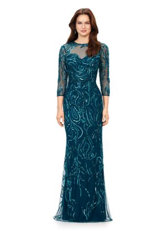 11208 Beaded Crew Neckline Gown with Sleeves