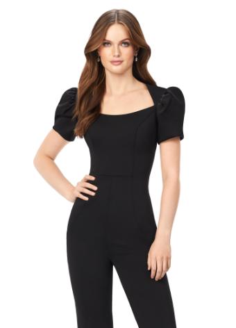 11218 Scuba Jumpsuit with Puff Sleeves