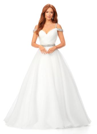 11221 Off Shoulder Organza Ball Gown with Beaded Straps