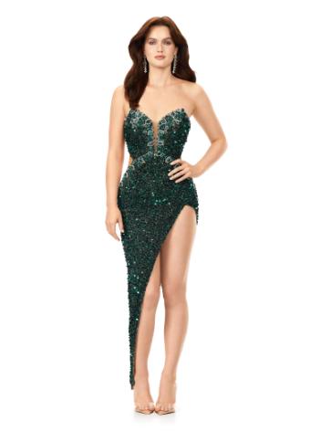 11237 Sequin Gown with Asymmetrical Skirt