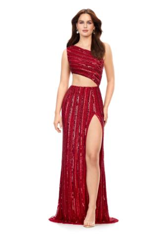 11240 One Shoulder Sequin Gown with Cut Out