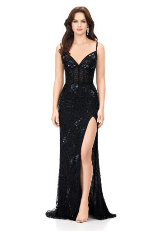 11256 Sequin Gown with Lace Up Back