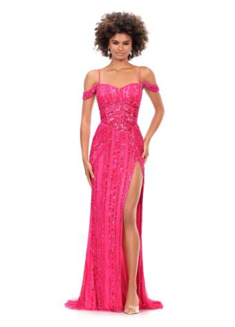 11257 Spaghetti Strap Beaded Gown with Slit