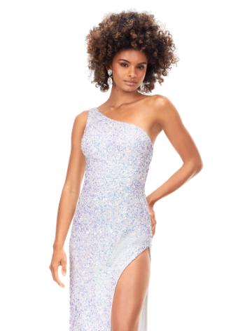 11285 One Shoulder Sequin Gown with Open Back