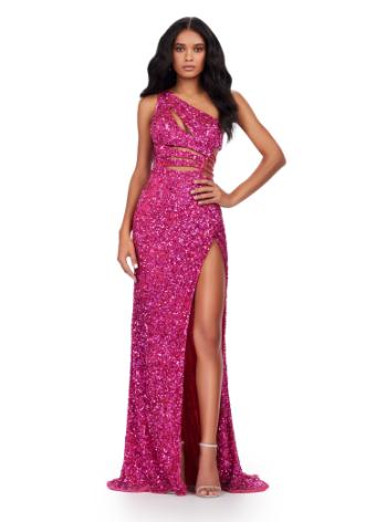 11288 One Shoulder Sequin Dress with Cut Outs
