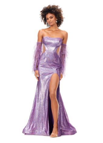 11301 Sequin Dress with Feather Sleeves