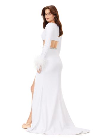11308 Scuba V-Neckline Gown with Sleeves