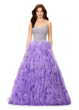 11310 Crystal Encrusted Bustier Ball Gown with Feather Skirt