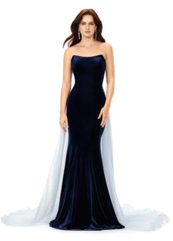11311 Strapless Velvet Gown with Organza Overskirt