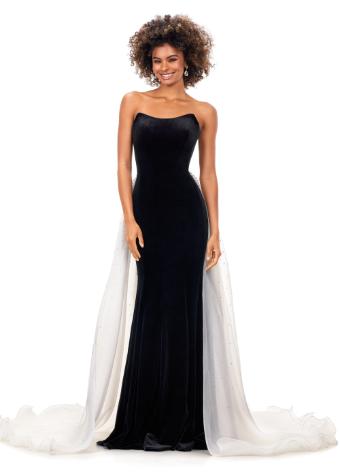 11311 Strapless Velvet Gown with Organza Overskirt