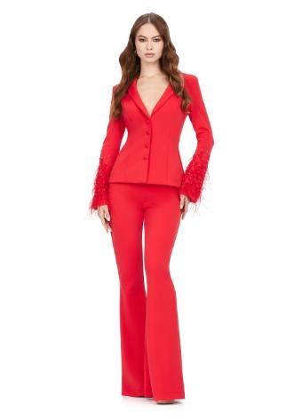 11315 Long Sleeve Suit with Feathers
