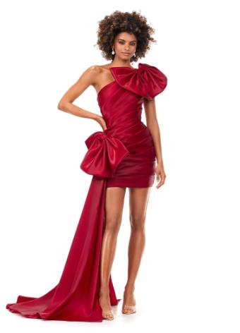 11327 One Shoulder Fitted Cocktail with Bow