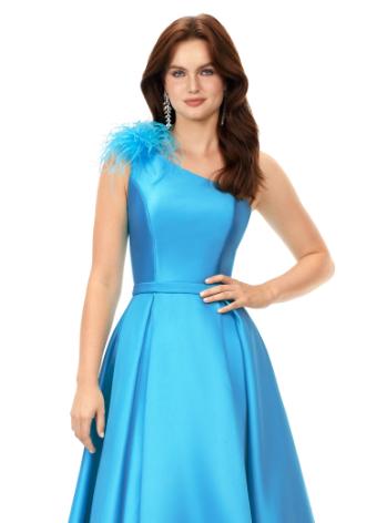 11336 One Shoulder Ball Gown with Feathers