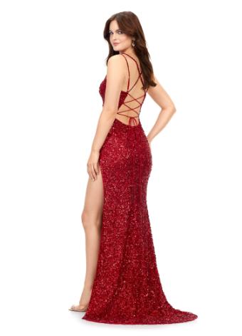 11342 Sequin Spaghetti Strap Gown with Lace Up Back