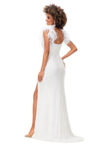 11367 Fully Beaded Gown with Feather Straps