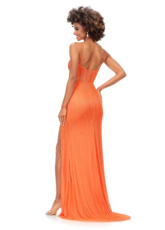 11369 Spaghetti Strap Liquid Beaded Gown with Slit