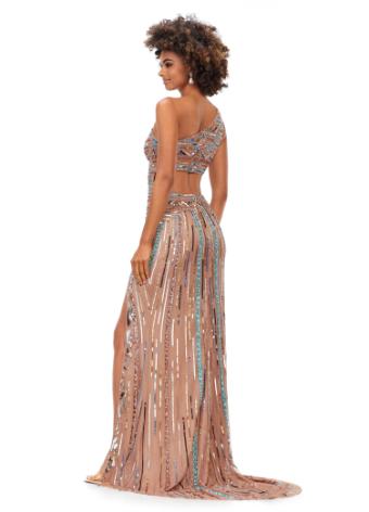11372 Beaded One Shoulder Gown with Slit
