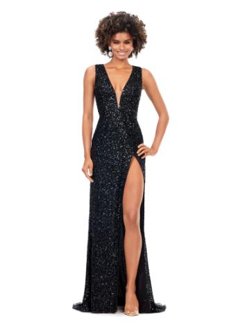 11373 Lace Up Back Fully Beaded Gown