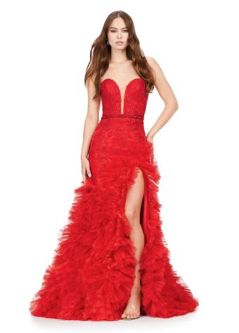 11377 Sweetheart Lace Gown with Tulle Ruffle Skirt