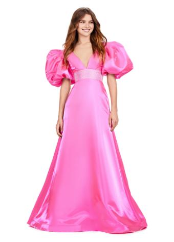 11378 A-Line Gown with Oversized Puff Sleeves
