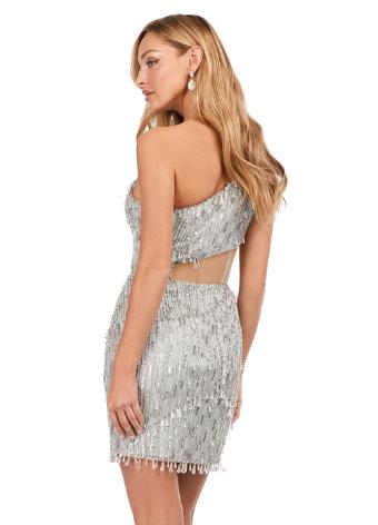 4595 One Shoulder Sequin Cocktail Dress with Corset