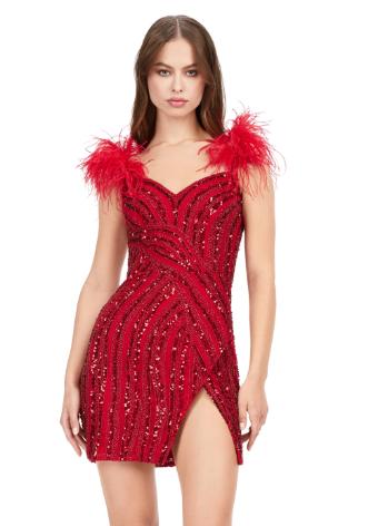 4626 Beaded Cocktail Dress with Wrap Skirt