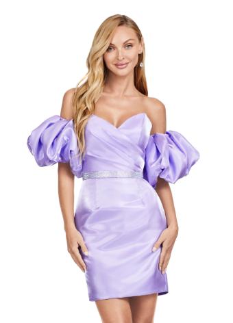 4642 Strapless Puff Sleeve Cocktail Dress