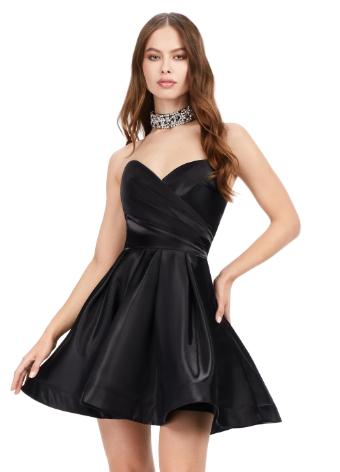 4644 Strapless Satin Cocktail Dress with Choker