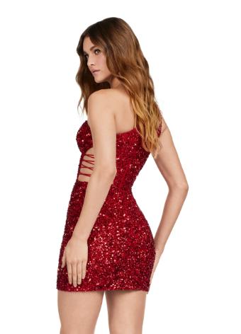 4650 Fully Beaded Cocktail Dress with Cut Outs