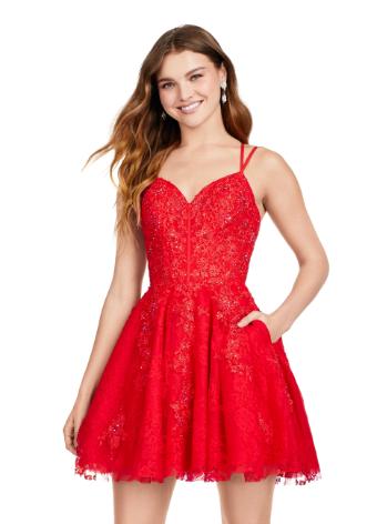 4655 A-Line Cocktail Dress with Lace Up Back