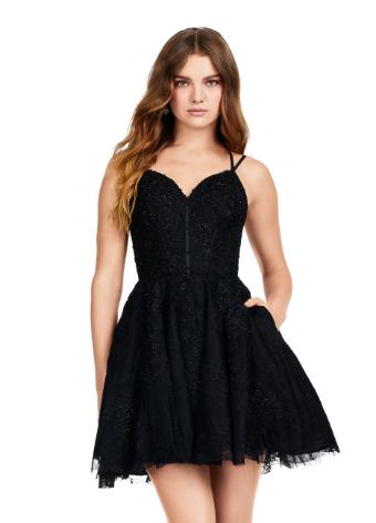 4655 A-Line Cocktail Dress with Lace Up Back