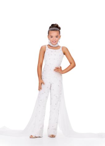 8190 Fully Beaded Jumpsuit with Beaded Choker and Chiffon Cape