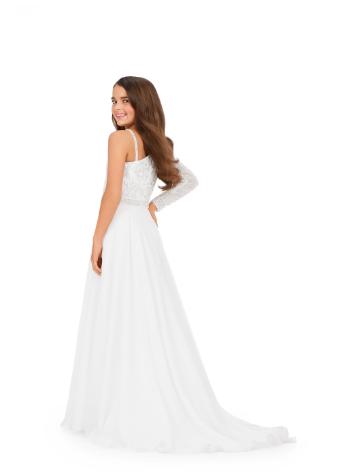 8197 One Shoulder Chiffon Gown with Fully Beaded Bodice