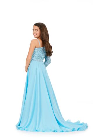 8197 One Shoulder Chiffon Gown with Fully Beaded Bodice