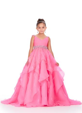8219 Organza Ball Gown with Feathers