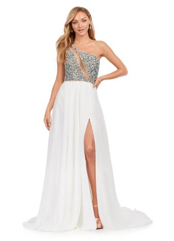 11245 Chiffon Gown with Beaded Bustier