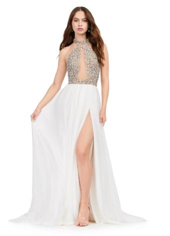 11248 Chiffon Gown with Crystal Beaded Bustier