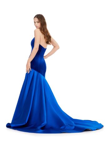 11264 Velvet and Heavy Satin Evening Gown with Train