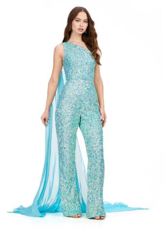 11384 Fully Beaded Jumpsuit with Chiffon Cape