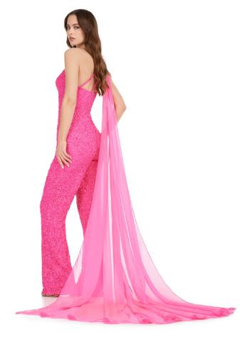 11384 Fully Beaded Jumpsuit with Chiffon Cape