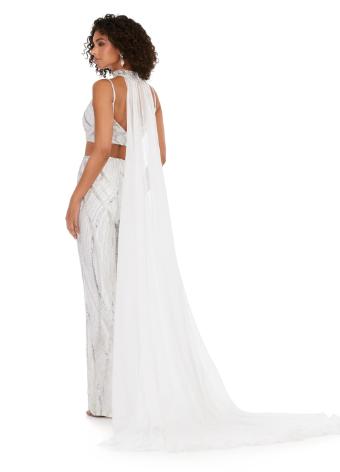 11385 Fully Beaded Two Piece Jumpsuit with Chiffon Cape