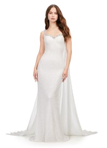 11398 Vermicelli Beaded Gown with Chiffon Cape