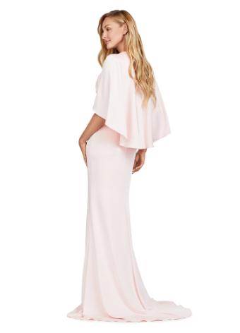 11416 Crepe Gown with Beaded Belt and Overlay
