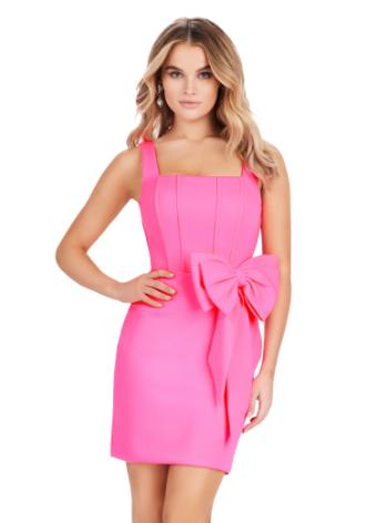 4675 Square Neckline Cocktail Dress with Bow