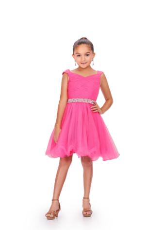 8245 Kids Tulle Cocktail Dress with Beaded Belt