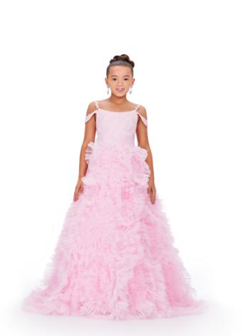 8246 Kids Ball Gown with Tulle Ruffle Skirt