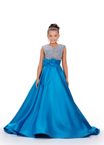 8247 Kids Ball Gown with Fully Beaded Top and Bow Detail